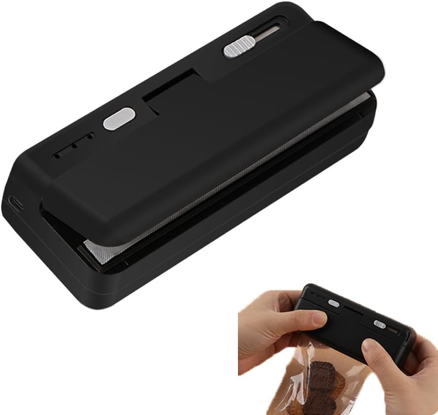 Mini Bag Sealer, USB Charger Potato Chip Bags Heat Sealer Capper, Reseals Snack Plastic Bag Heat Seal and Cutter, Sealing Machine Vacuum Impulse For Mylar
