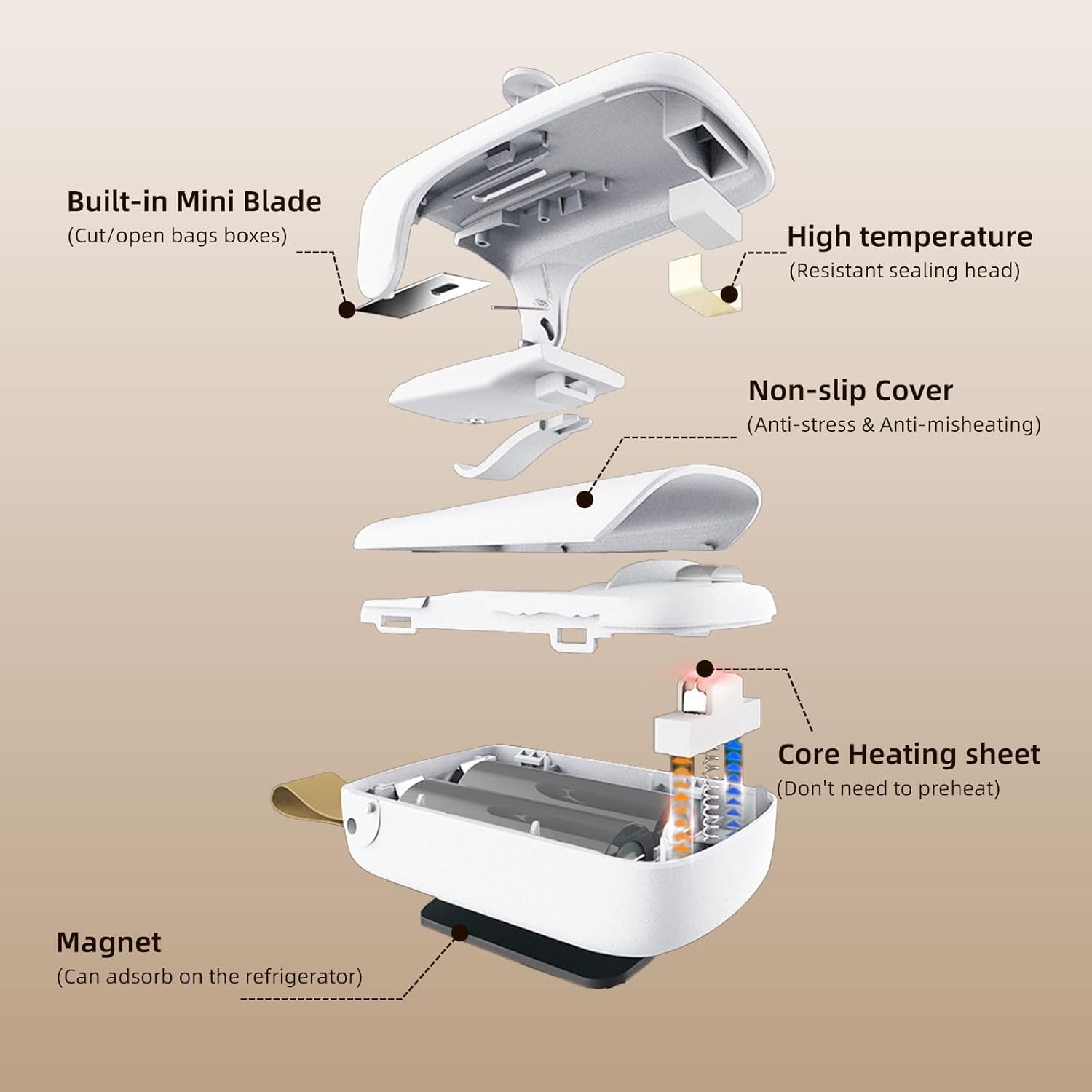Mini Bag Sealer, Bag Sealer Heat Seal with Cutter, 2 in 1 Heat Sealer Portable Resealer Machine for Chip Bags, Plastic Snack Bags Food Storage