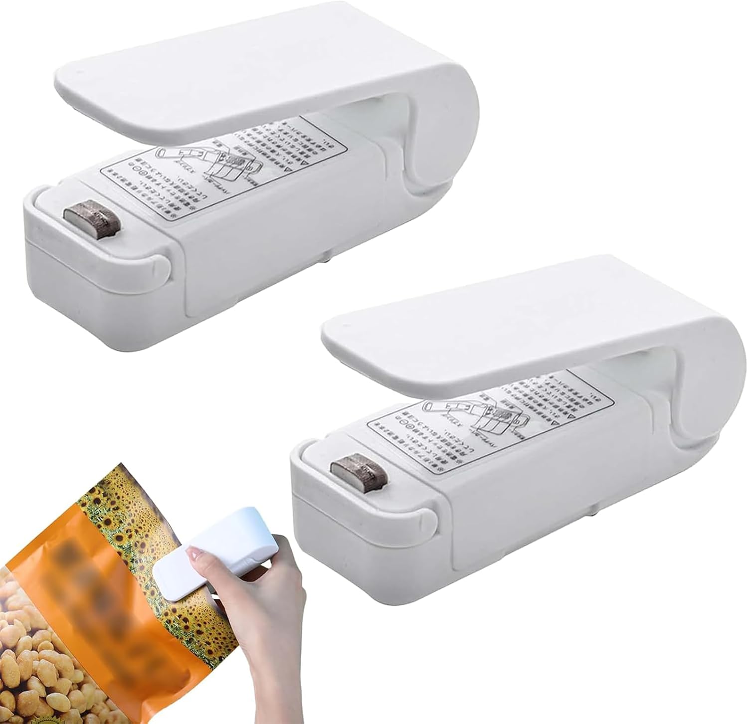 2 Pack Bag Sealer Mini Portable Handheld Heat Vacuum Sealer Mini Sealing Machine Handheld Bag Resealer Sealer Mini Food Sealer for Plastic Bags