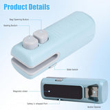 2Pcs 3 in 1 Mini Bag Sealer, Upgraded Rechargeable Mini Bag Sealer with Cutter and Magnet,Small Household Pressure Sealer,Portable Plastic Bag Sealing Machine,Heat Sealer for Snack Bag Food Storage