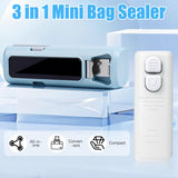 2Pcs 3 in 1 Mini Bag Sealer, Upgraded Rechargeable Mini Bag Sealer with Cutter and Magnet,Small Household Pressure Sealer,Portable Plastic Bag Sealing Machine,Heat Sealer for Snack Bag Food Storage