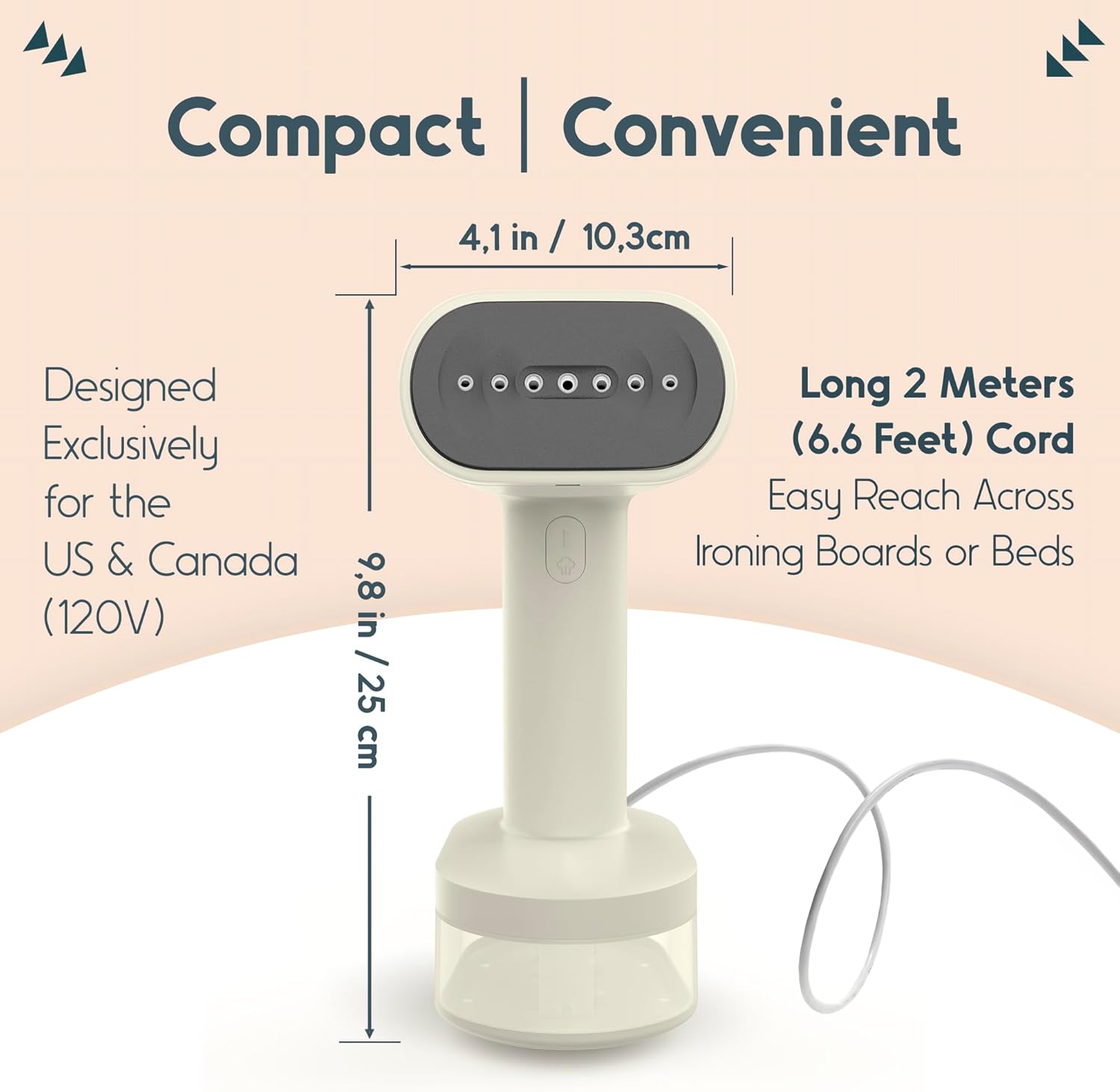 Clothes Steamer Handheld 1600W TurboRush, Portable 3-in-1 Clothing & Garment Care, Travel Bag, 2 Steam Levels, Large Water Tank, 120V
