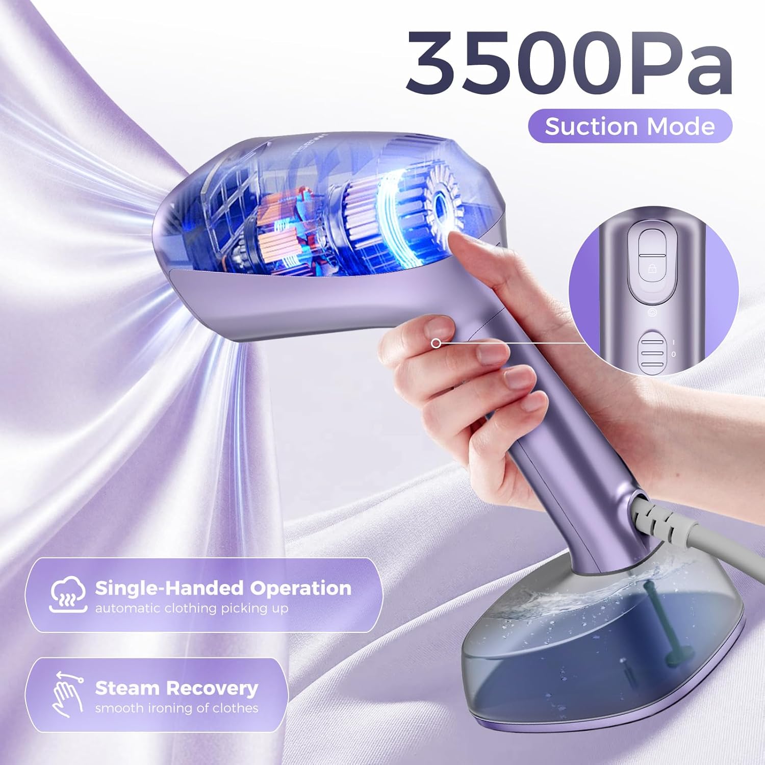 Vacuum Steamer for Clothes, 3500Pa Suction Handheld Clothes Steamer,Multiple mode adjustment，Portable Travel Steamers for Clothes, Steaming & Ironing 2