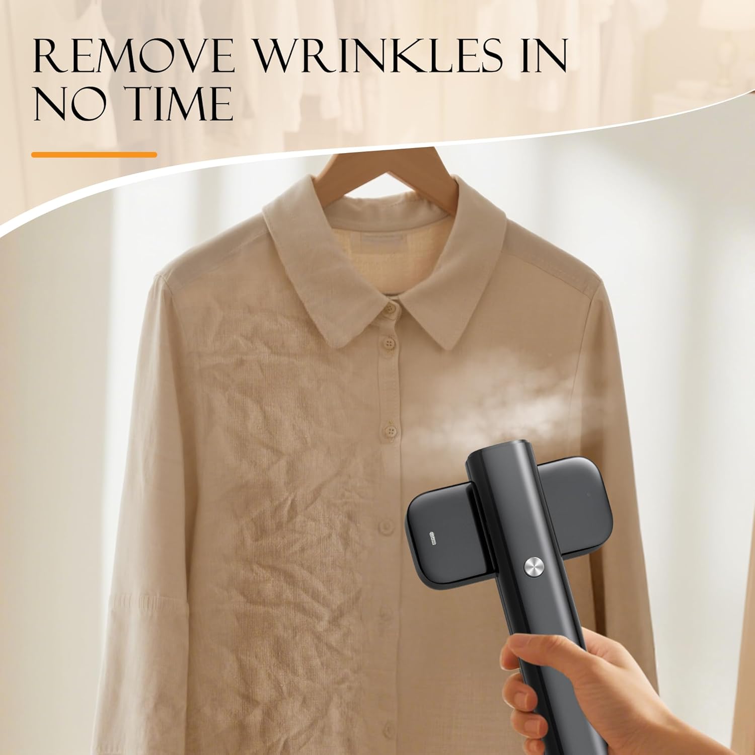 Steamer for Clothes, Portable Handheld Garment Steamer for Fabric Wrinkles Remover, 15s Fast Heat-up, 90ml Water Tank with Heat-Resistant Gloves, Convenient