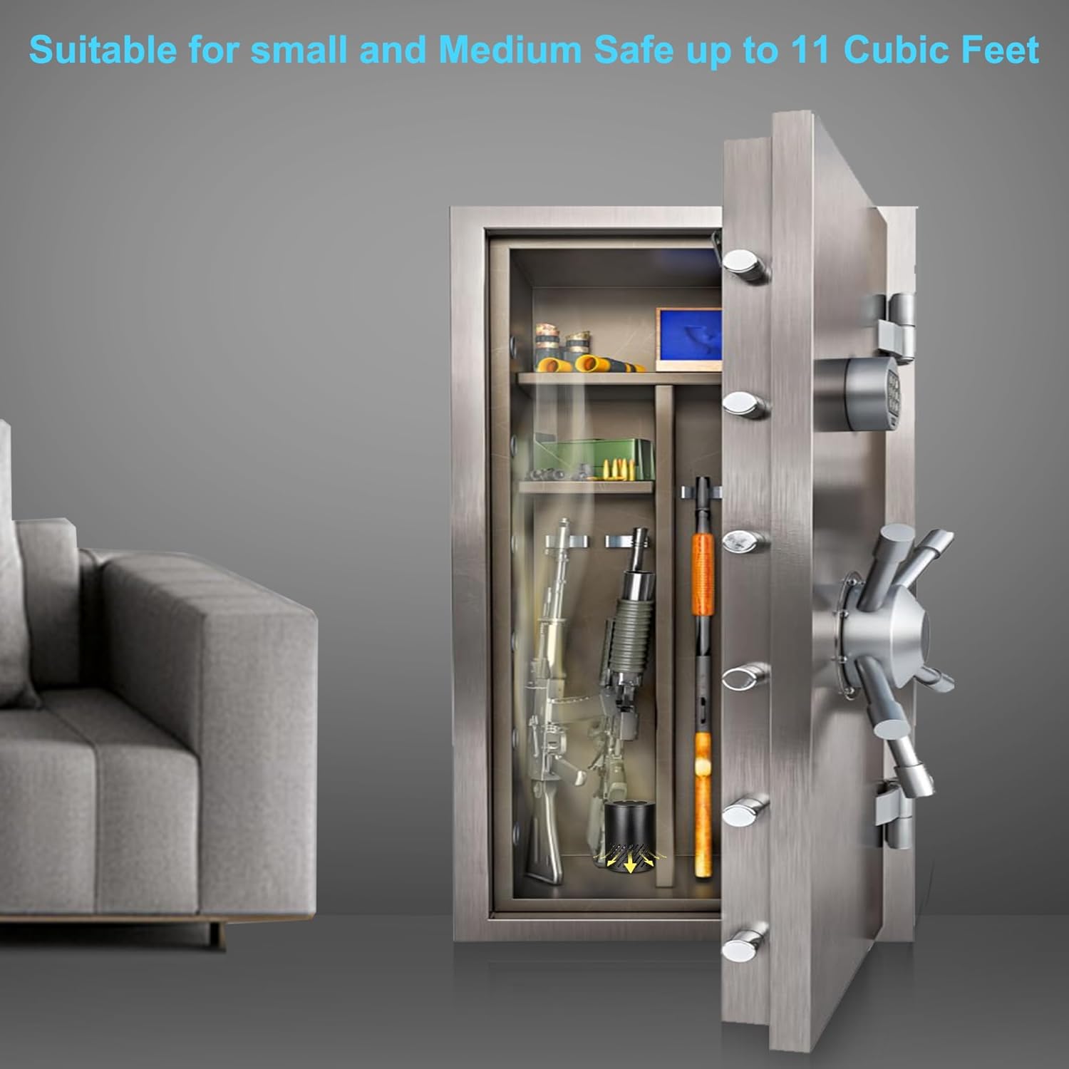 Safe Dehumidifier Electric, Dehumidifier for Gun Safe Dryer, Plug in Gun Safe Heater, 360° Heating Circular Air with Built-in Fan