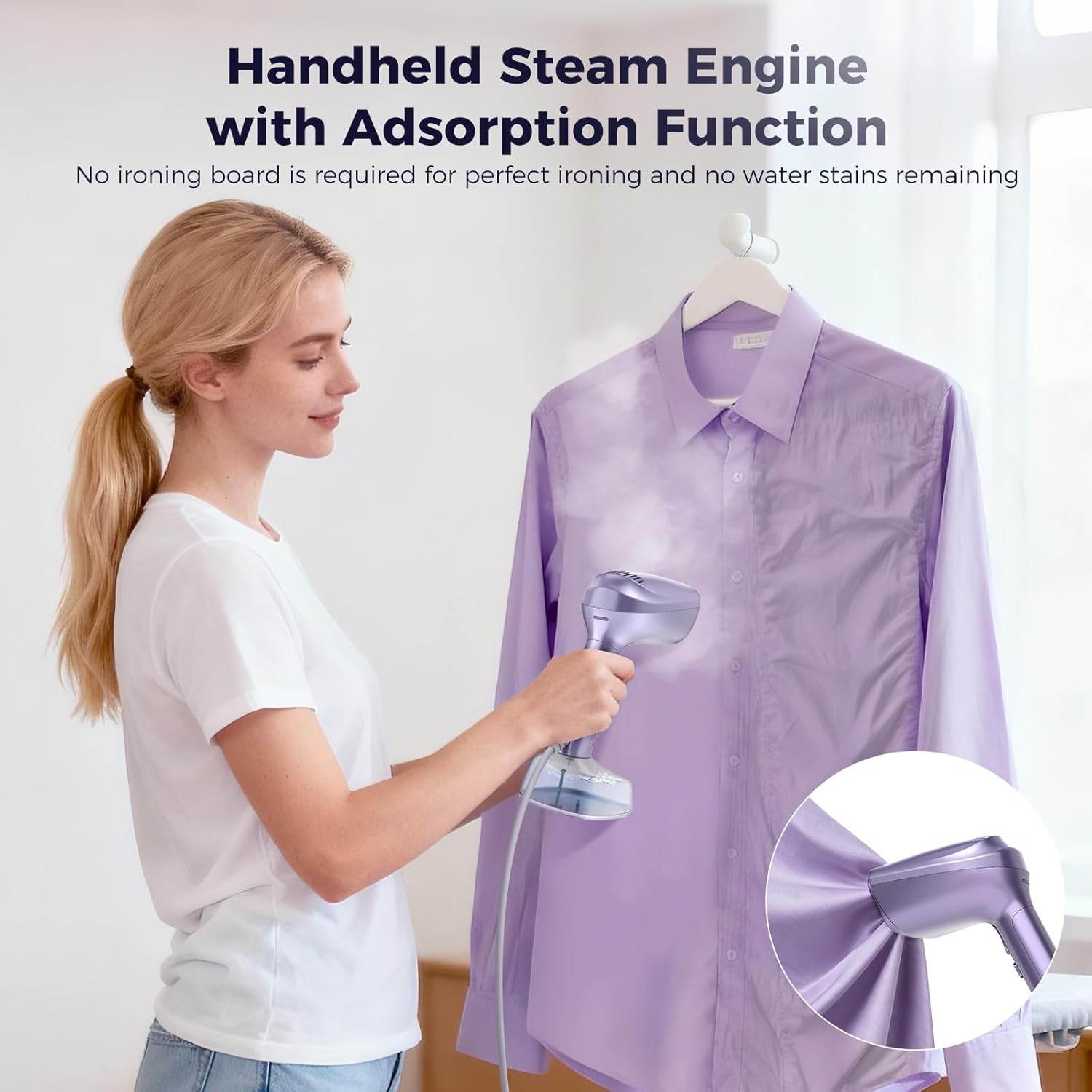 Vacuum Steamer for Clothes, 3500Pa Suction Handheld Clothes Steamer,Multiple mode adjustment，Portable Travel Steamers for Clothes, Steaming & Ironing 2