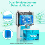 Dehumidifier, Dehumidifier for Home, 68 OZ Water Tank, Small Dehumidifiers for Bedroom (1000sq.ft) with 7 LED Lights, Ultra Quiet & Auto Shut off