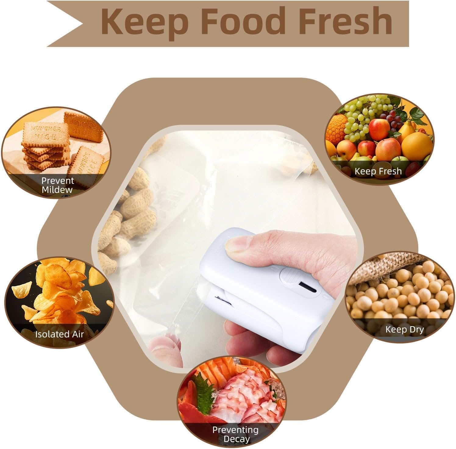 Mini Bag Sealer, Bag Sealer Heat Seal with Cutter, 2 in 1 Heat Sealer Portable Resealer Machine for Chip Bags, Plastic Snack Bags Food Storage