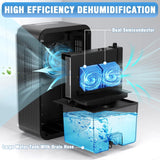Dehumidifier, Small Dehumidifiers Quiet with Auto Shut Off, Humidity Display Dehumidifier for Bedroom/Bathroom, Timer, Drain Hose, 7-color LED light