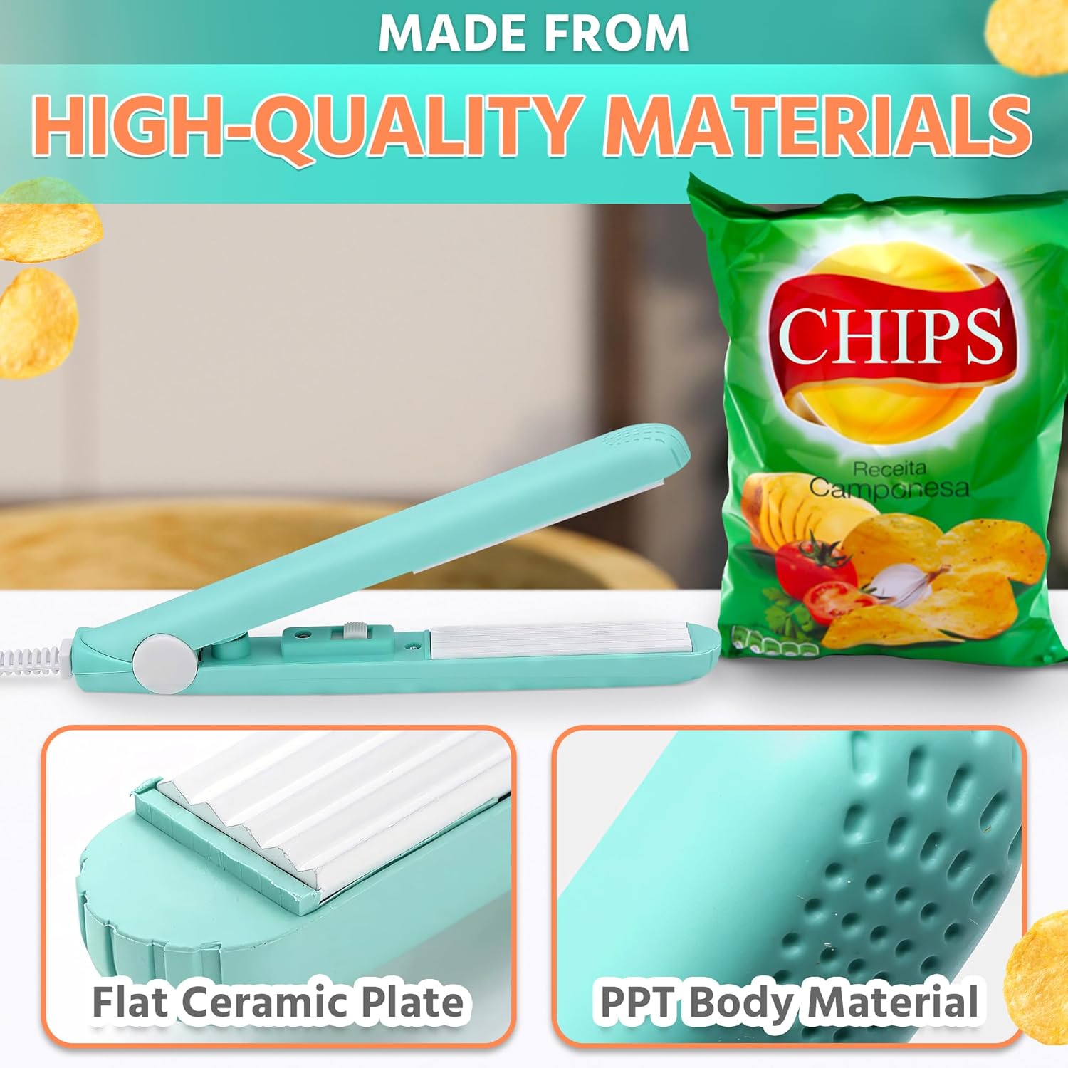 Vacuum Sealer for Food - Mini Heat Sealer Machine with Cable, 6.75 x 2.3" Compact and Lightweight Design, Easy and Fast to Use, Good for Home