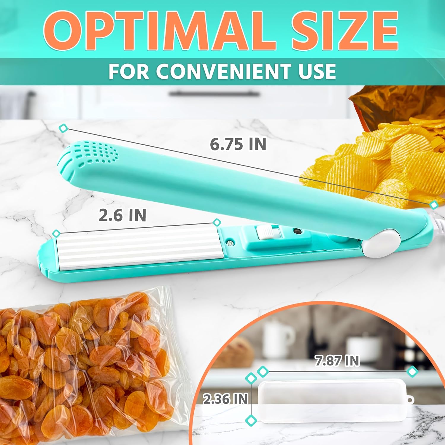 Vacuum Sealer for Food - Mini Heat Sealer Machine with Cable, 6.75 x 2.3" Compact and Lightweight Design, Easy and Fast to Use, Good for Home