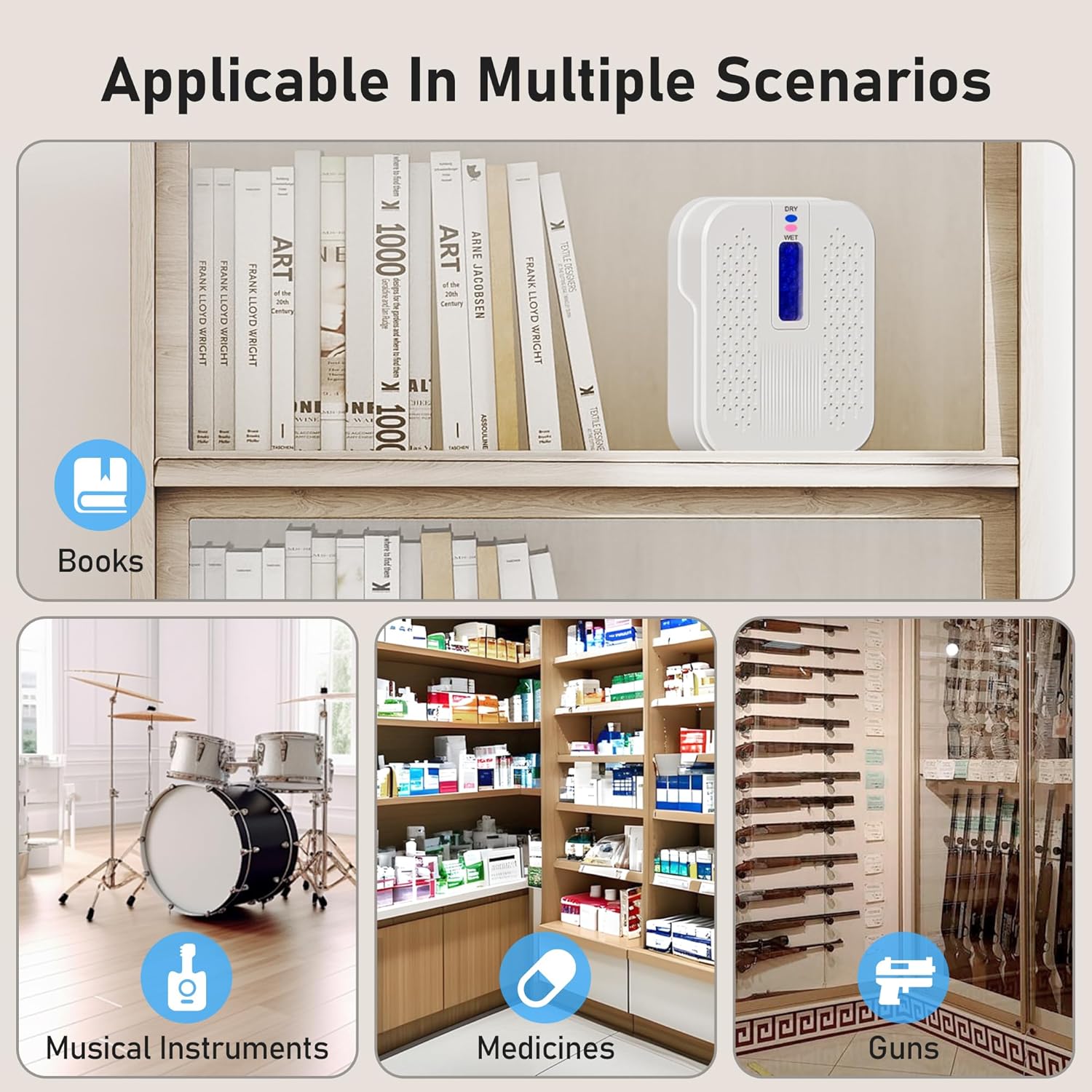 Rechargeable Small Dehumidifier, Pack of 2, Portable Mini Dehumidifier for Bathroom, Highly Efficient Dehumidification, Energy Saving, Suitable for Closet