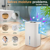 Portable Home Dehumidifier for Basements Bathroom Bedroom|91 OZ Tank|900 sq.ft Coverage|Quiet Smart Design with Auto Shut-Off White