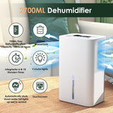 Portable Home Dehumidifier for Basements Bathroom Bedroom|91 OZ Tank|900 sq.ft Coverage|Quiet Smart Design with Auto Shut-Off White